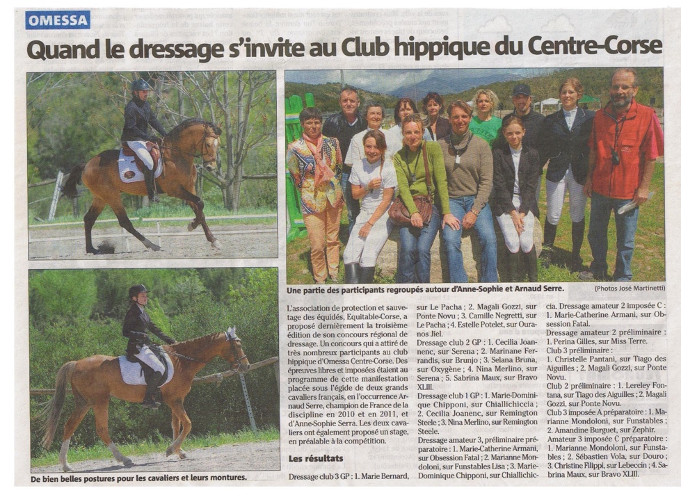 Concours de Dressage Equitable Corse au CH Omessa