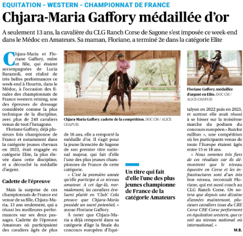 Article Corse Matin du 26 juin 2024